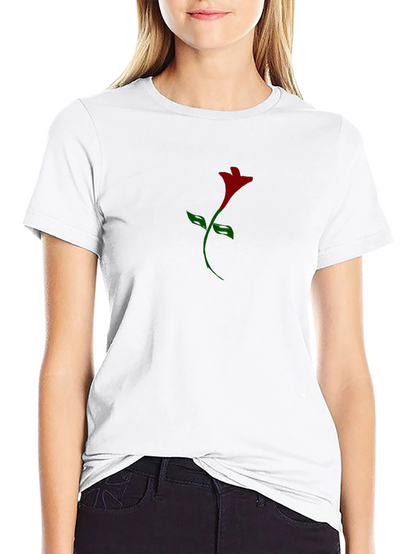 Mens Black T-Shirt with Rose Graphic Print