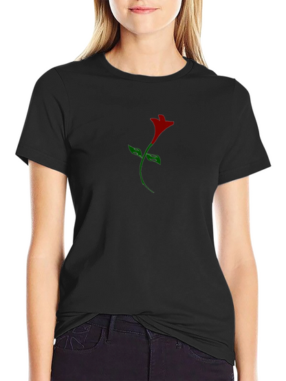 Mens Black T-Shirt with Rose Graphic Print