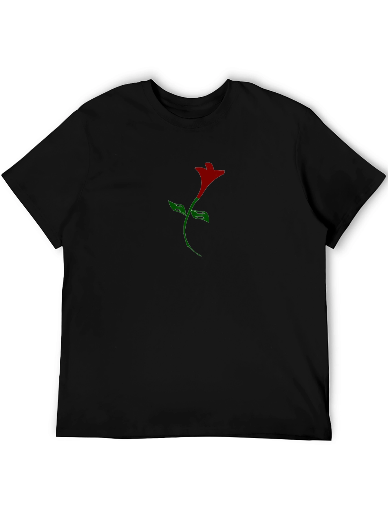 Mens Black T-Shirt with Rose Graphic Print