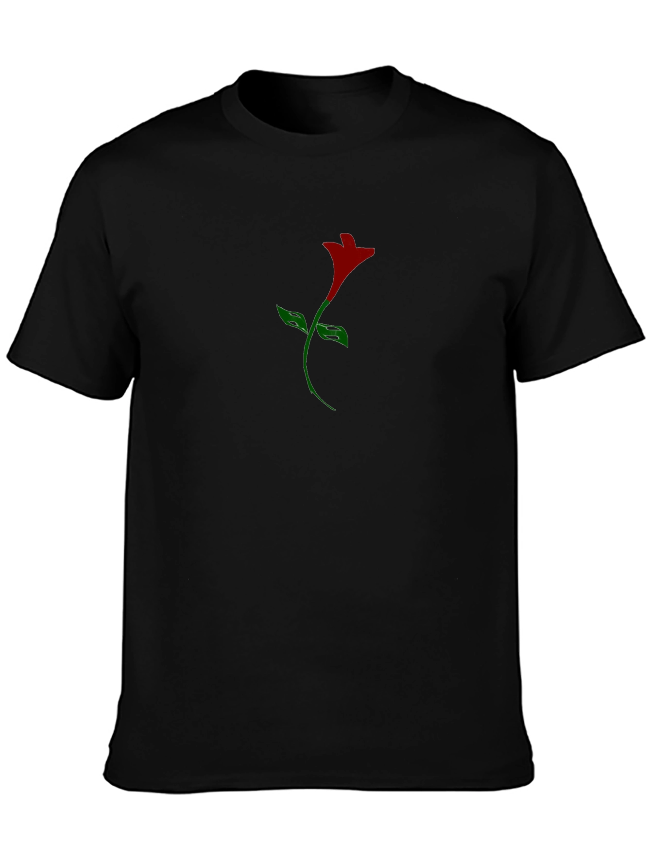 Mens Black T-Shirt with Rose Graphic Print