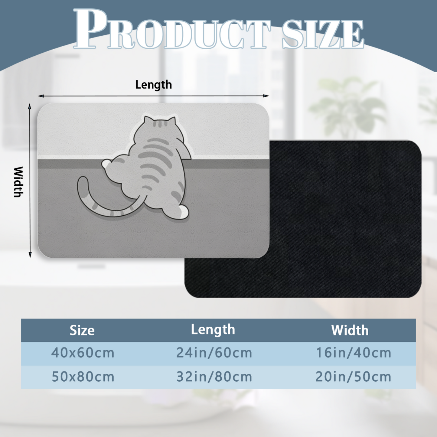 Funny Butt Tabby Cat Diatom Mat | Cartoon Kitten Silicone Anti-Slip Bathroom Rug