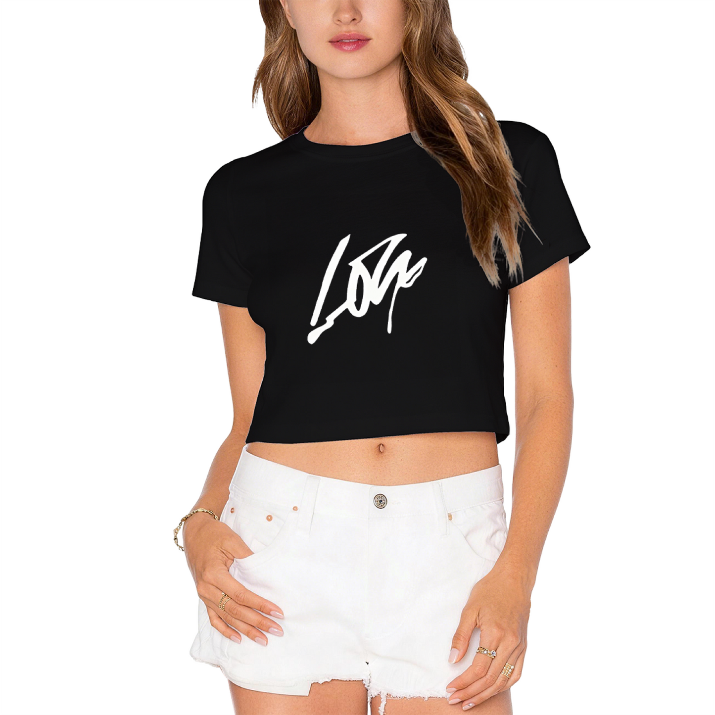 Sleek Lone Signature Vibrant Hot Pink Crop Tee