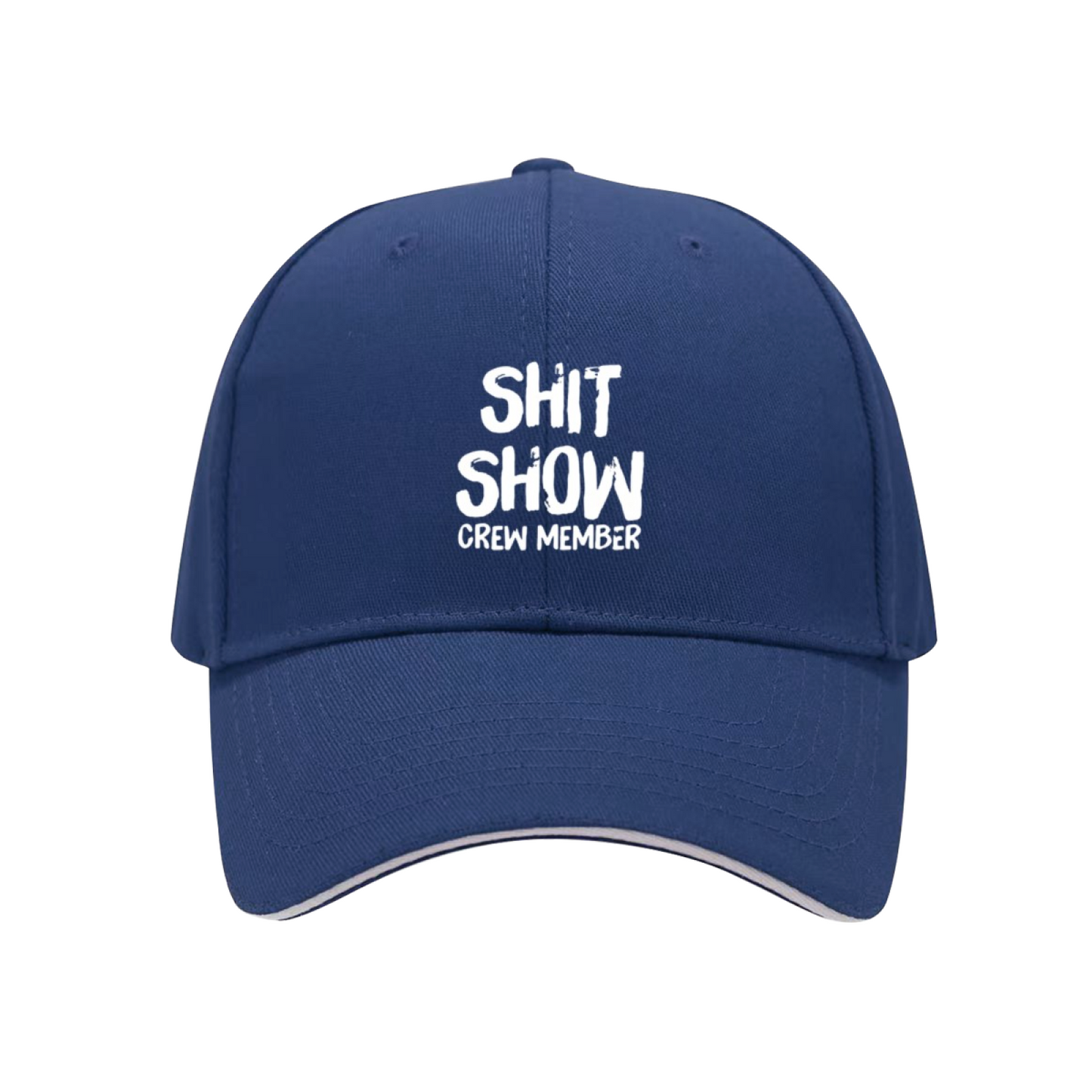 Sarcastic Shit Show Crew Member Text Black Sandwich Baseball Cap, Funny Meme Casual Hat