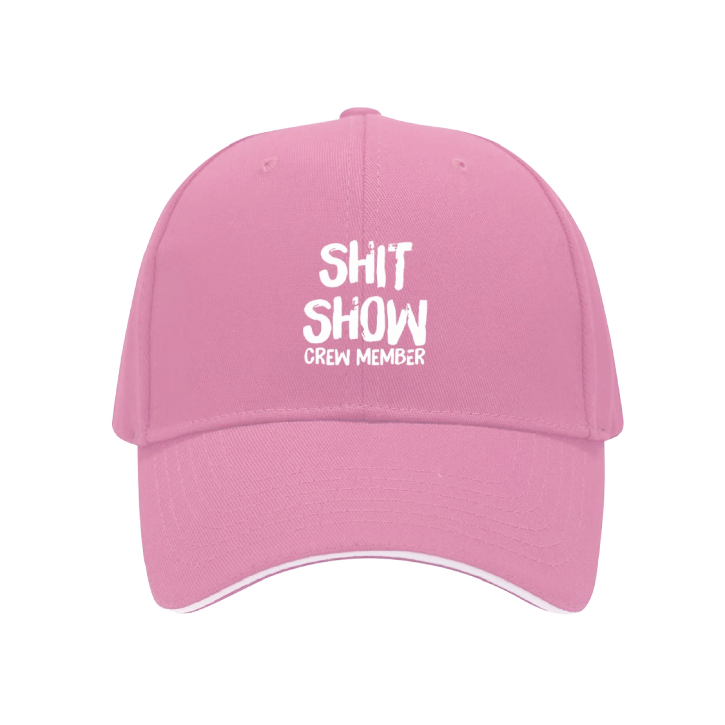 Sarcastic Shit Show Crew Member Text Black Sandwich Baseball Cap, Funny Meme Casual Hat