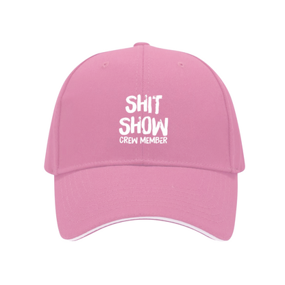Sarcastic Shit Show Crew Member Text Black Sandwich Baseball Cap, Funny Meme Casual Hat