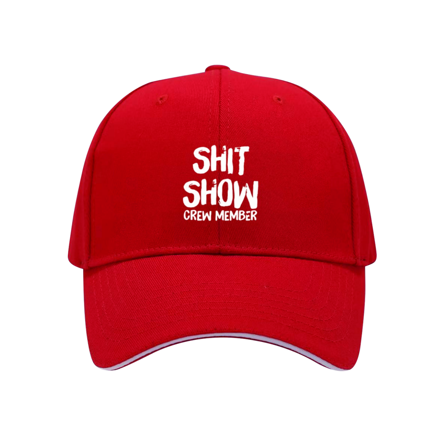 Sarcastic Shit Show Crew Member Text Black Sandwich Baseball Cap, Funny Meme Casual Hat