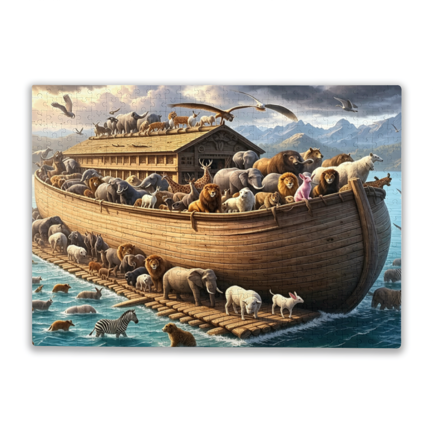 Noah¡¯s Ark Full Wild Animals Epic Jigsaw Puzzle | Biblical Classic Animal Gathering Puzzle 300/500/1000 Pieces