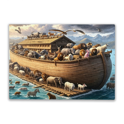 Noah¡¯s Ark Full Wild Animals Epic Jigsaw Puzzle | Biblical Classic Animal Gathering Puzzle 300/500/1000 Pieces