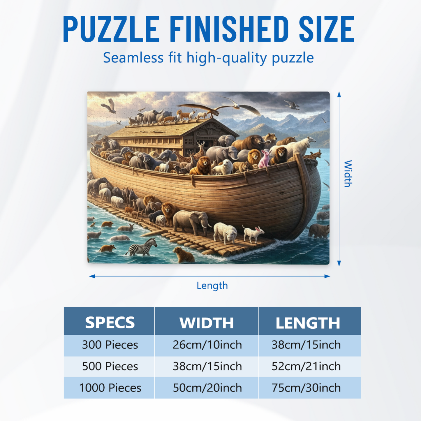 Noah¡¯s Ark Full Wild Animals Epic Jigsaw Puzzle | Biblical Classic Animal Gathering Puzzle 300/500/1000 Pieces