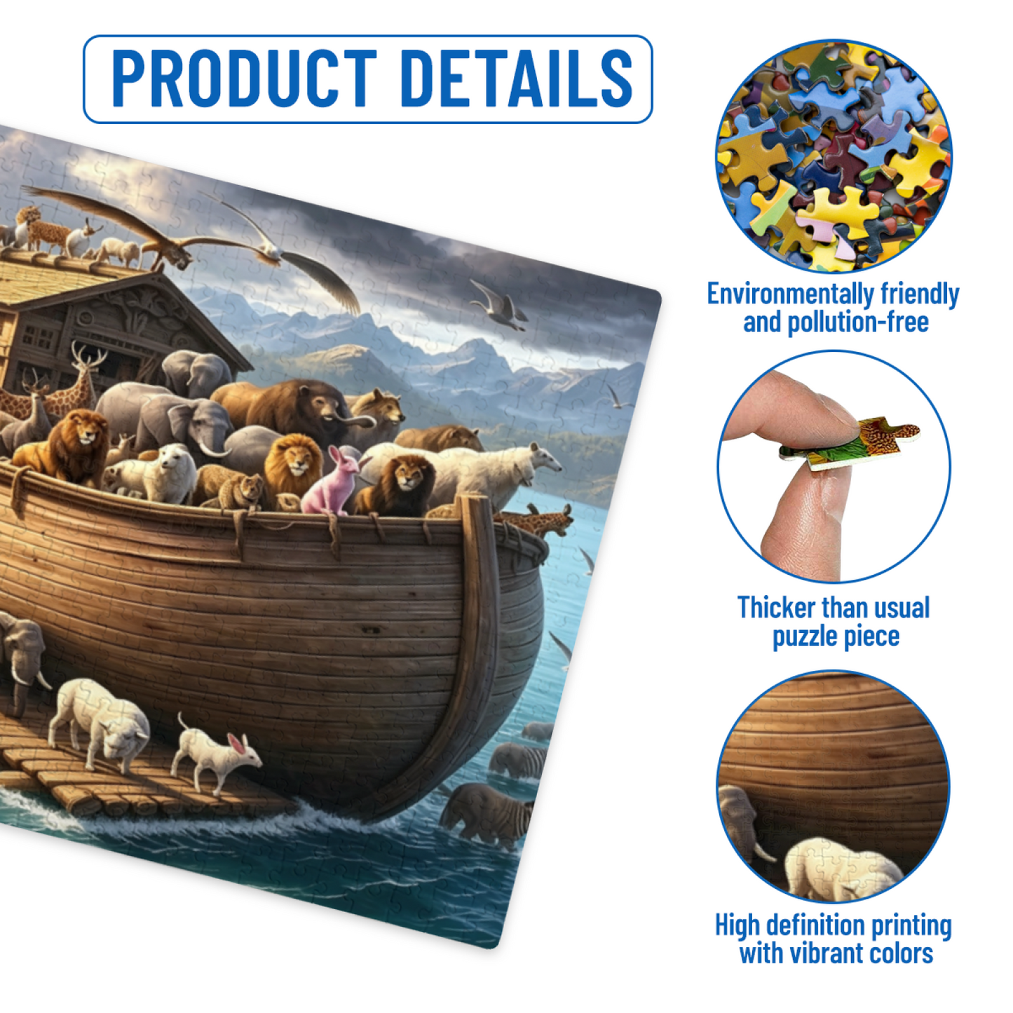 Noah¡¯s Ark Full Wild Animals Epic Jigsaw Puzzle | Biblical Classic Animal Gathering Puzzle 300/500/1000 Pieces