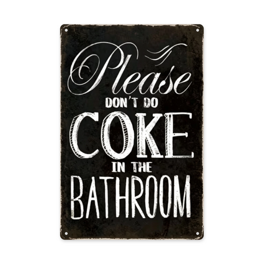 Funny Bathroom Warning Metal Tin Sign Retro Restroom Humor Wall Plaque Decor