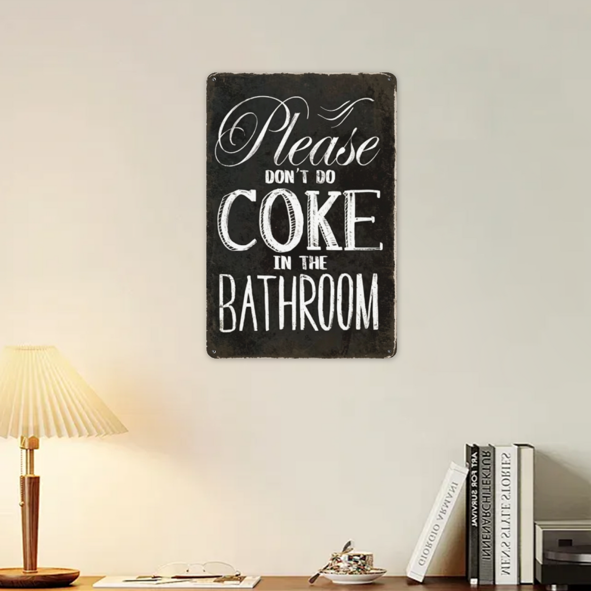 Funny Bathroom Warning Metal Tin Sign Retro Restroom Humor Wall Plaque Decor