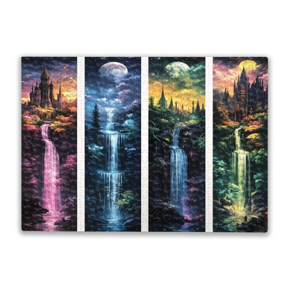 Four Magical Castle Waterfalls ¨C Moonlit Fantasy Realm Puzzle