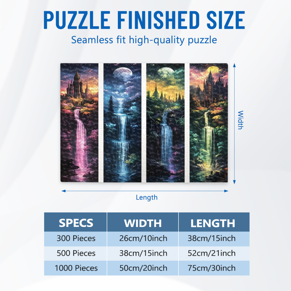 Four Magical Castle Waterfalls ¨C Moonlit Fantasy Realm Puzzle