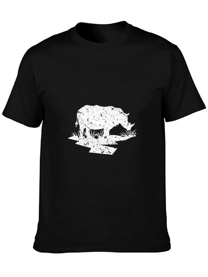 Rhino Graphic Tee - Distressed Print Black T-Shirt
