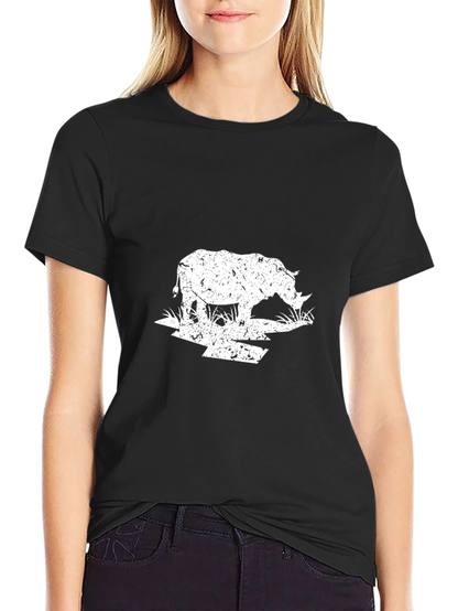 Rhino Graphic Tee - Distressed Print Black T-Shirt