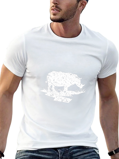 Rhino Graphic Tee - Distressed Print Black T-Shirt