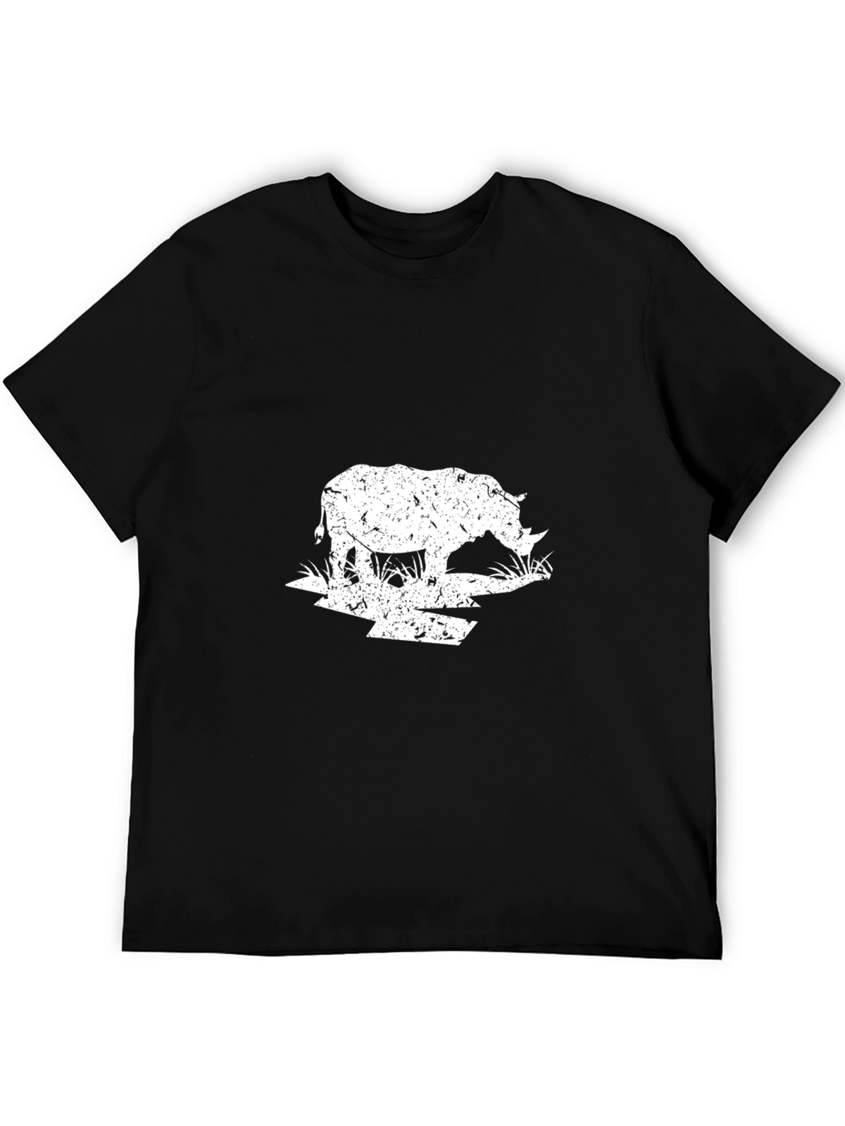Rhino Graphic Tee - Distressed Print Black T-Shirt