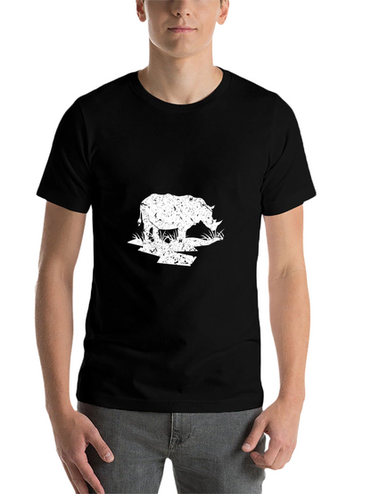 Rhino Graphic Tee - Distressed Print Black T-Shirt
