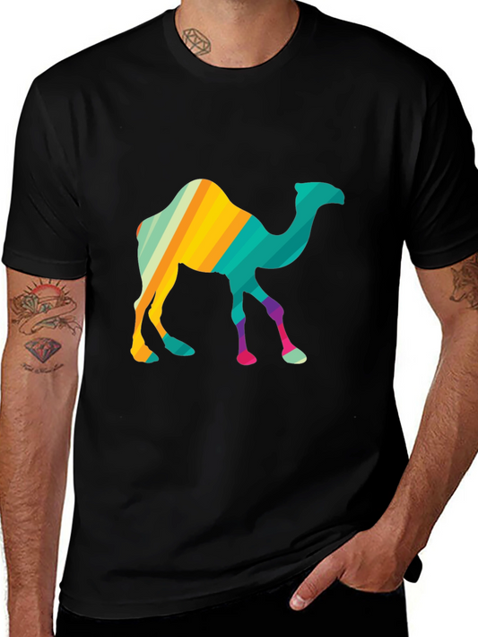 Colorful Camel Graphic Tee - Black Unisex T-Shirt