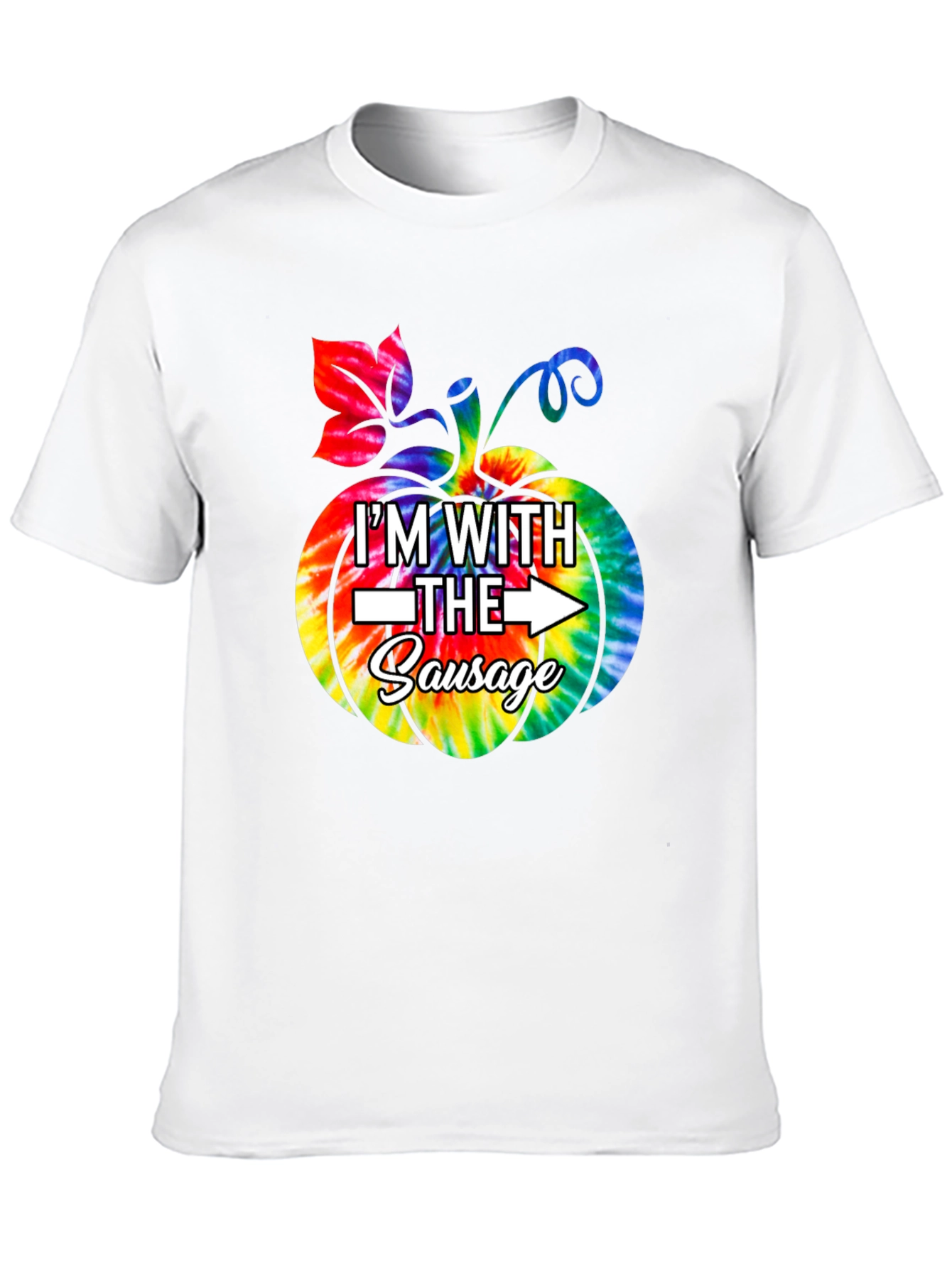 Im With The Sausage Pumpkin Tie-Dye Funny T-Shirt