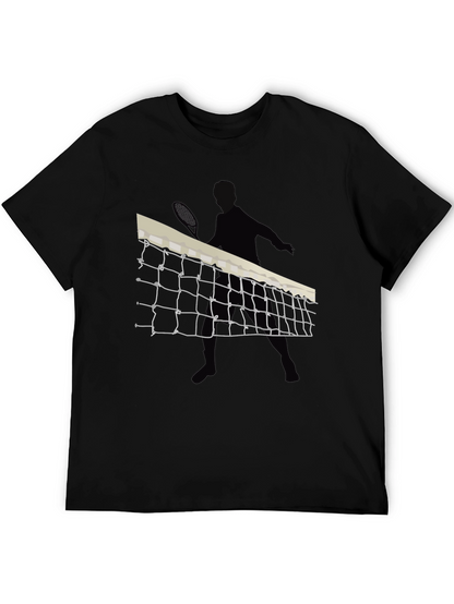 Tennis Net Graphic Tee - Black Cotton T-Shirt