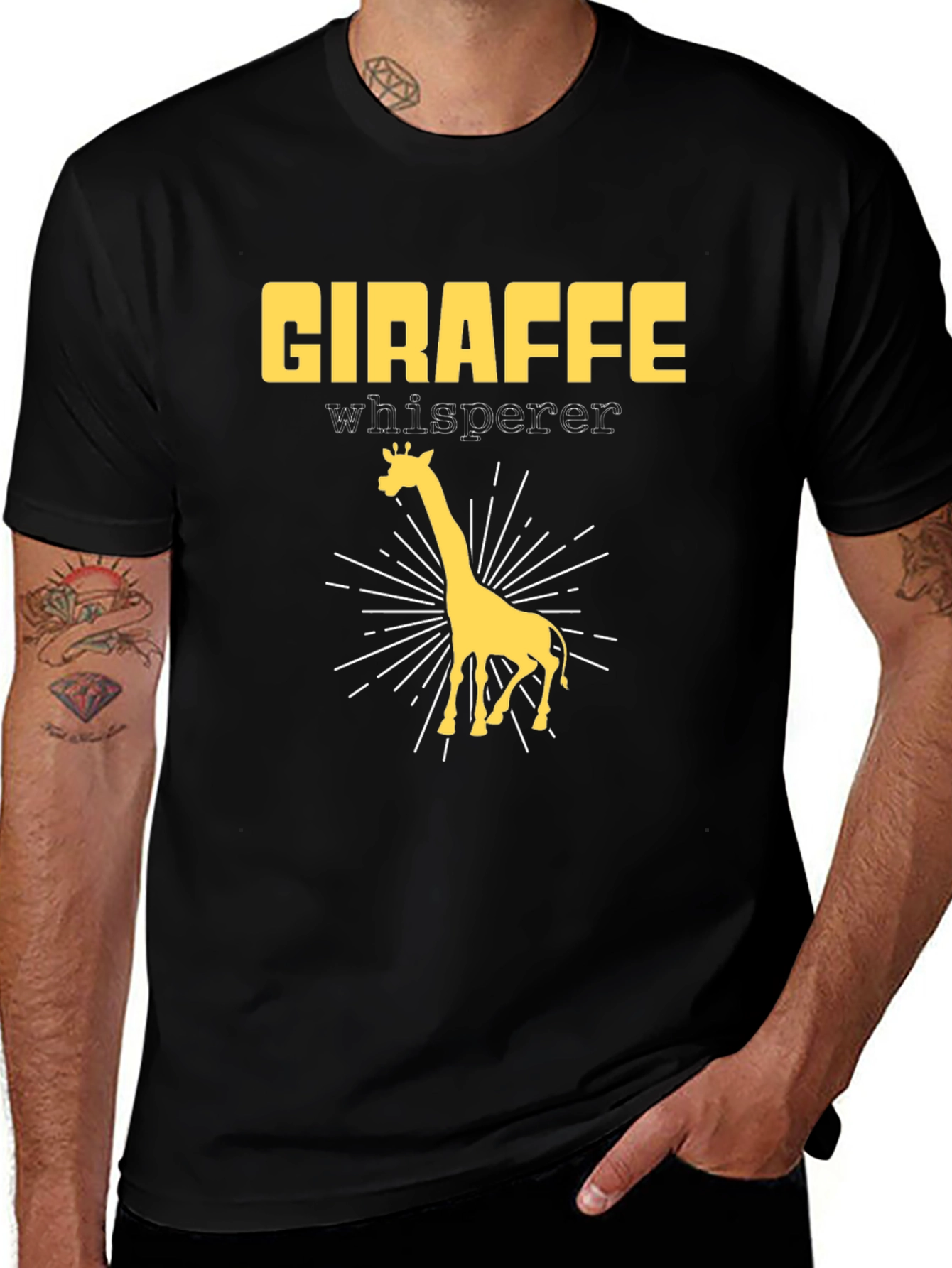 Giraffe Whisperer Graphic T-Shirt - Black
