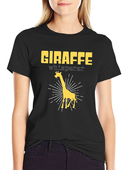Giraffe Whisperer Graphic T-Shirt - Black