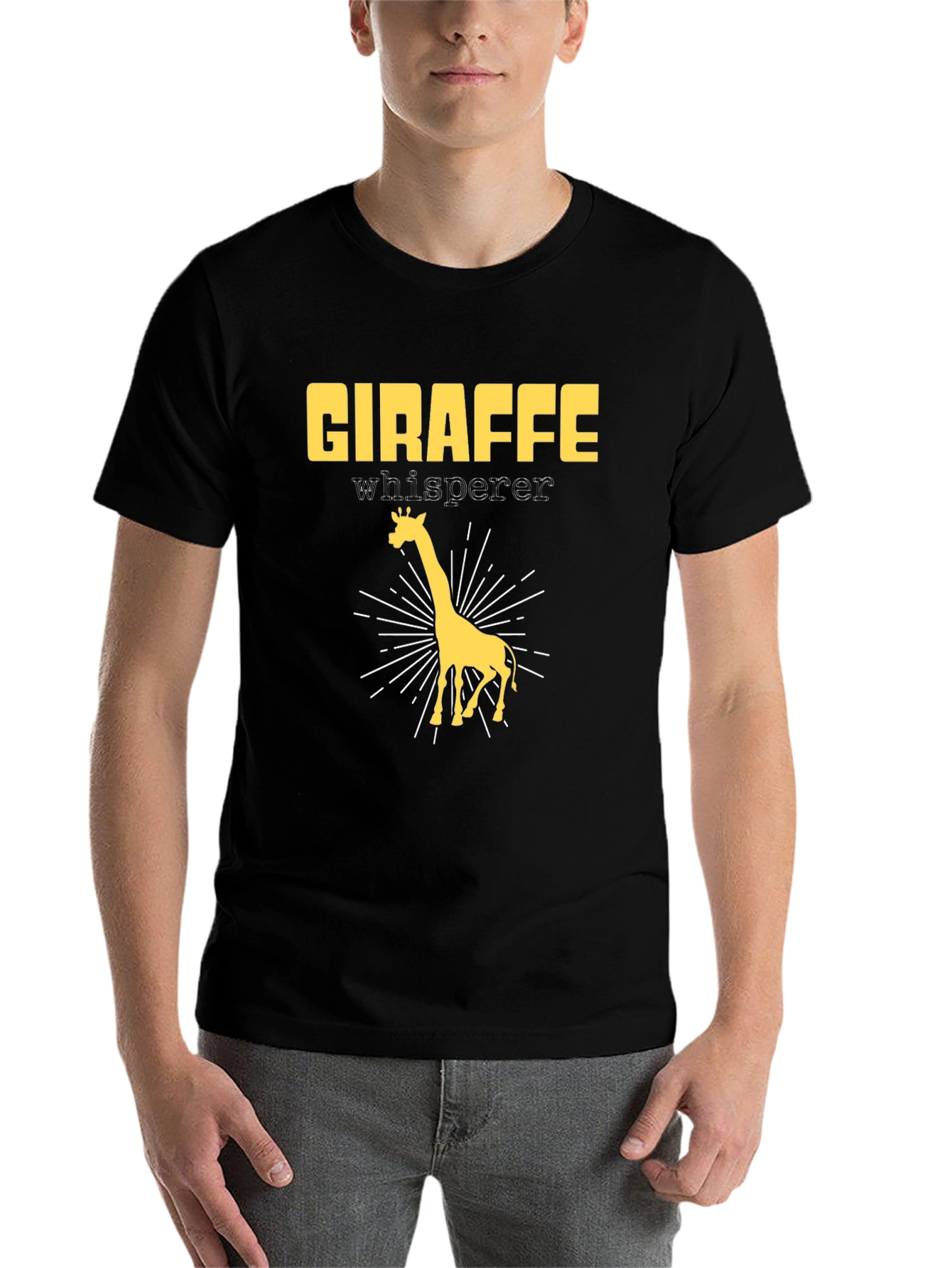 Giraffe Whisperer Graphic T-Shirt - Black