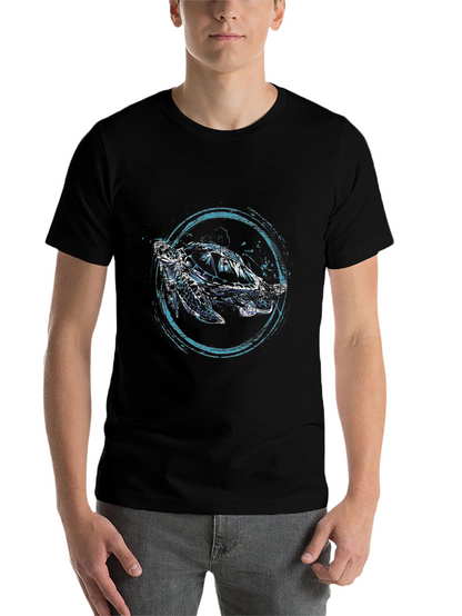 Sea Turtle Graphic Print Black T-Shirt