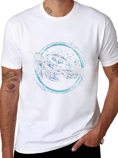 Sea Turtle Graphic Print Black T-Shirt