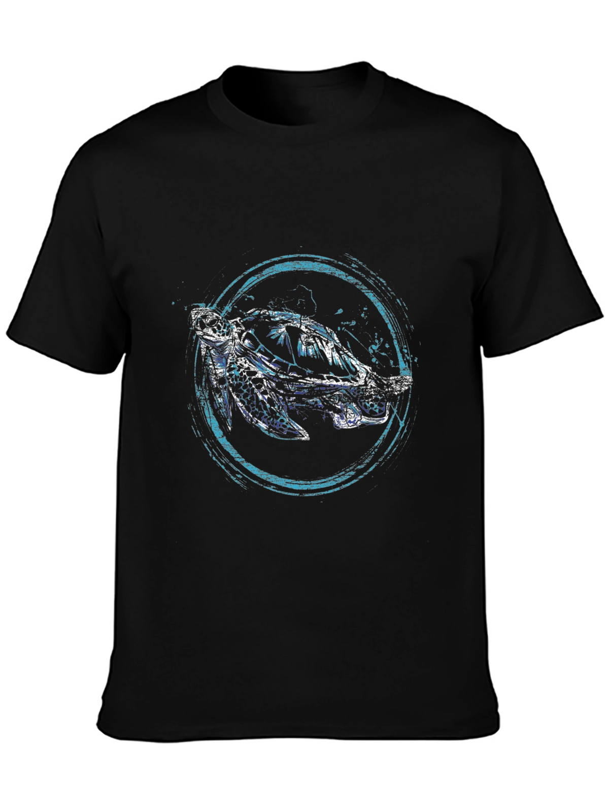 Sea Turtle Graphic Print Black T-Shirt