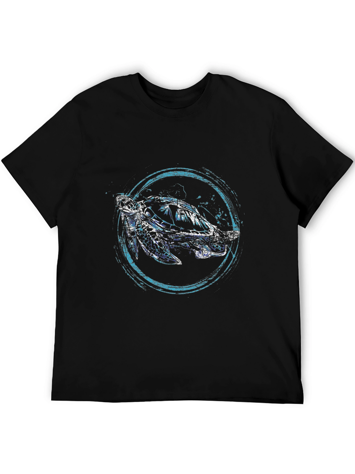Sea Turtle Graphic Print Black T-Shirt