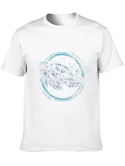 Sea Turtle Graphic Print Black T-Shirt