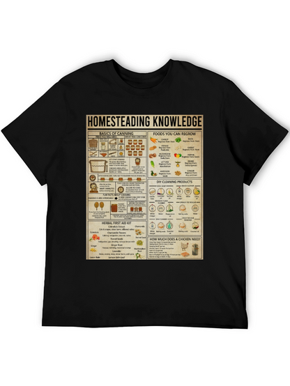 Homesteading Knowledge T-Shirt: Canning Gardening & Herbal Remedies