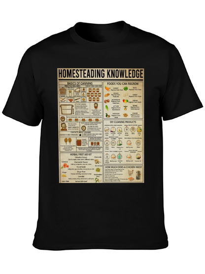 Homesteading Knowledge T-Shirt: Canning Gardening & Herbal Remedies