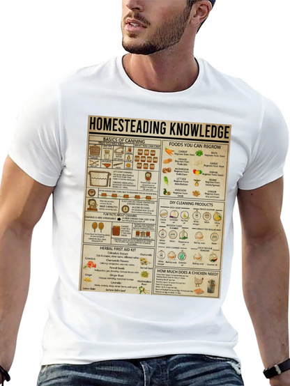 Homesteading Knowledge T-Shirt: Canning Gardening & Herbal Remedies