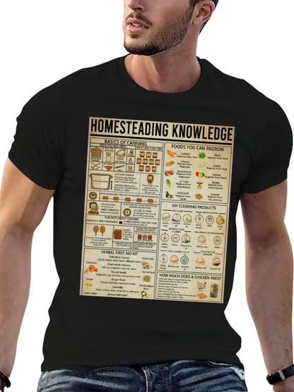 Homesteading Knowledge T-Shirt: Canning Gardening & Herbal Remedies
