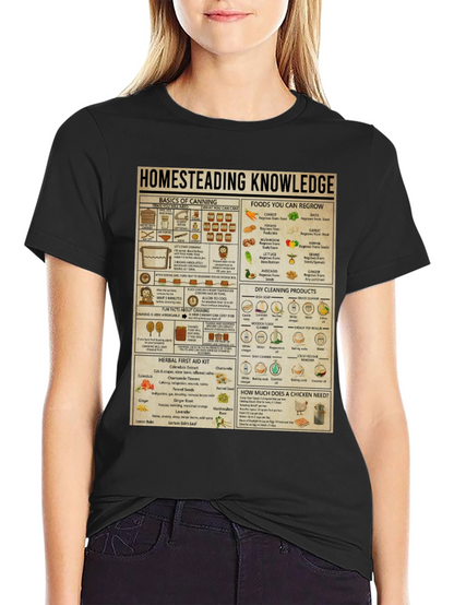 Homesteading Knowledge T-Shirt: Canning Gardening & Herbal Remedies