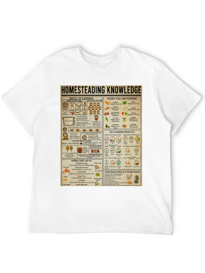 Homesteading Knowledge T-Shirt: Canning Gardening & Herbal Remedies