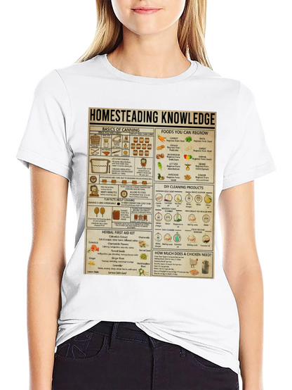 Homesteading Knowledge T-Shirt: Canning Gardening & Herbal Remedies
