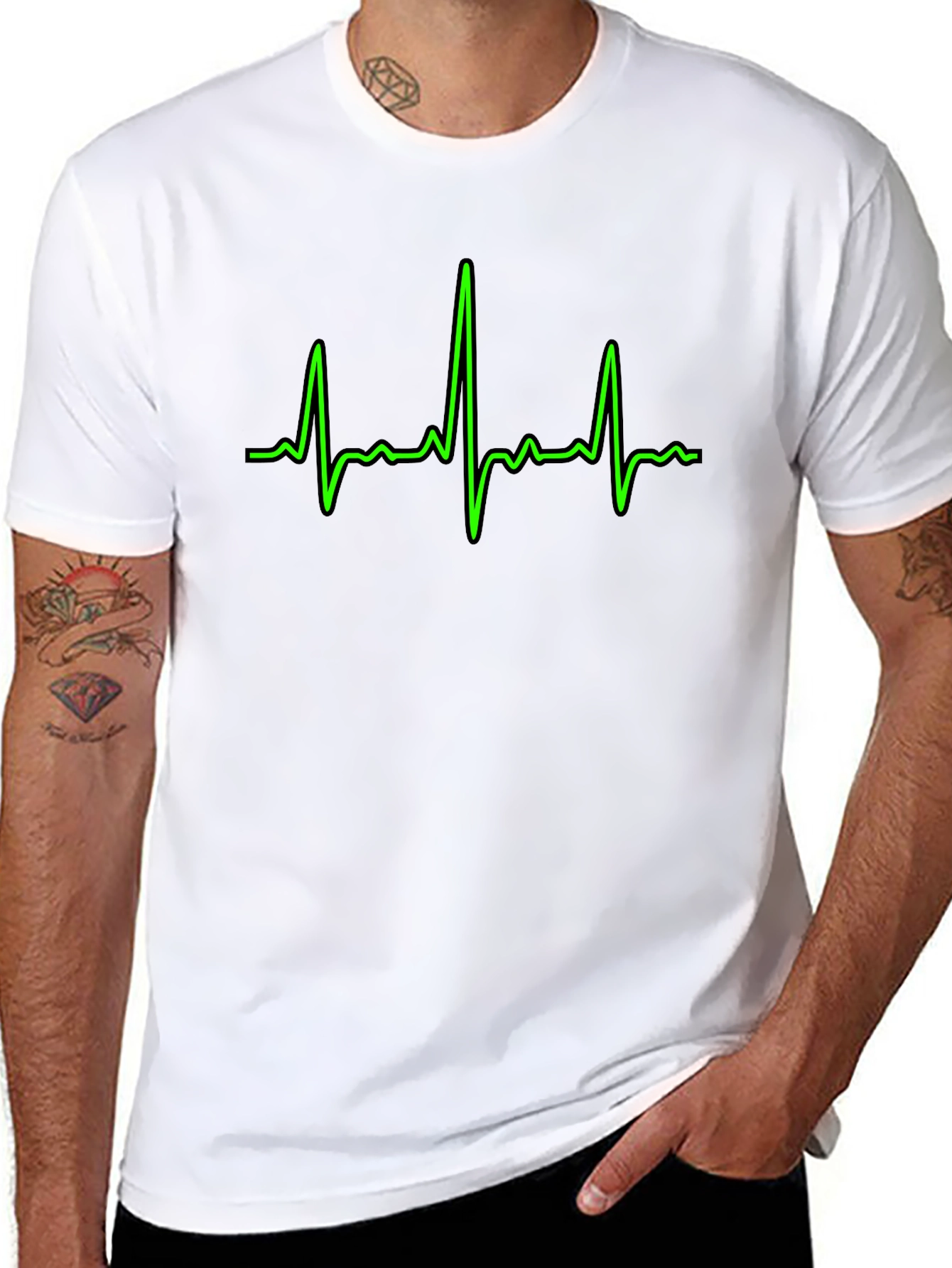Heartbeat Graphic Tee - Classic Black Cotton T-Shirt