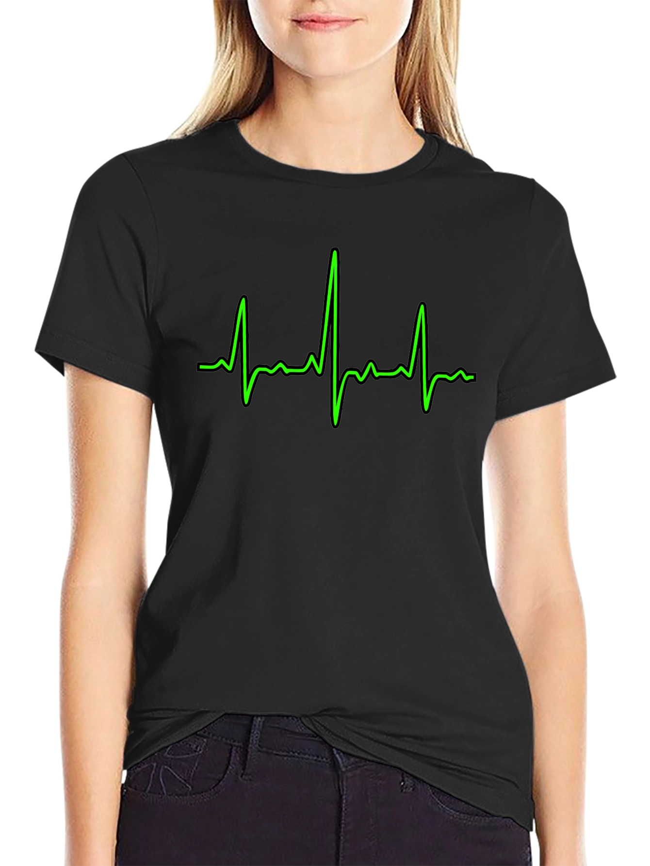 Heartbeat Graphic Tee - Classic Black Cotton T-Shirt