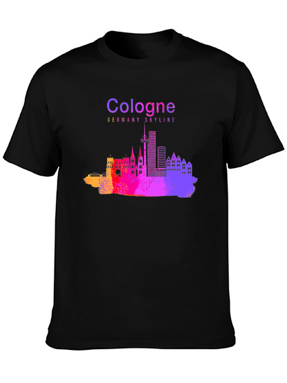 Cologne Germany Skyline Graphic Tee - Mens Black T-Shirt