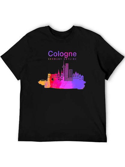 Cologne Germany Skyline Graphic Tee - Mens Black T-Shirt