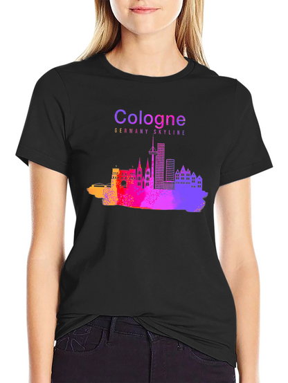 Cologne Germany Skyline Graphic Tee - Mens Black T-Shirt