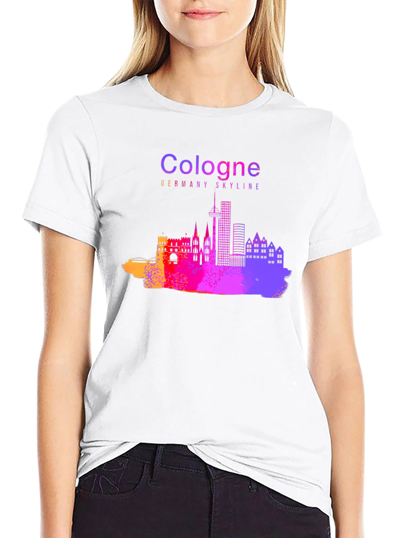 Cologne Germany Skyline Graphic Tee - Mens Black T-Shirt