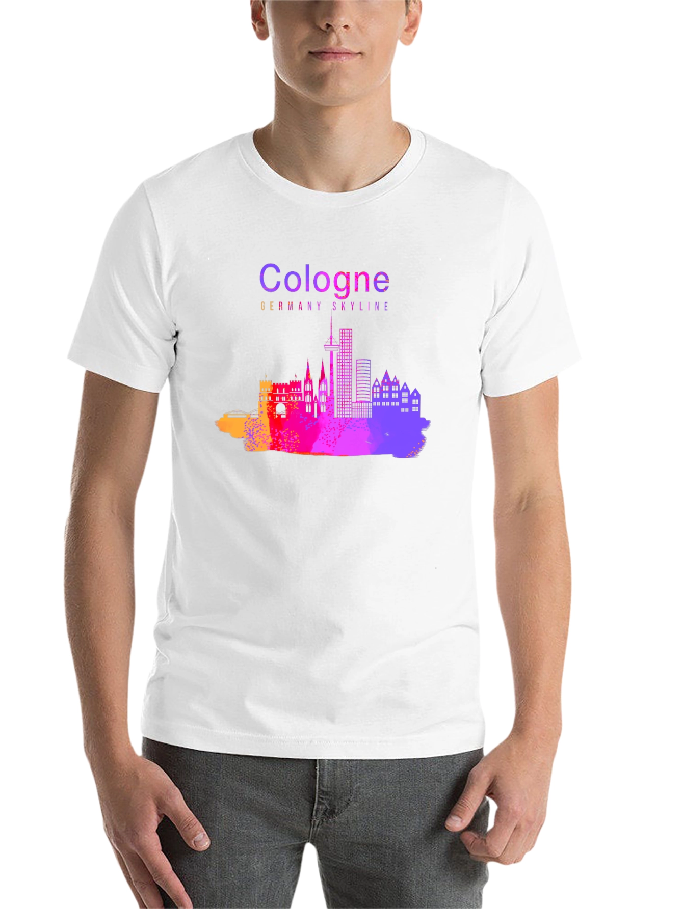 Cologne Germany Skyline Graphic Tee - Mens Black T-Shirt