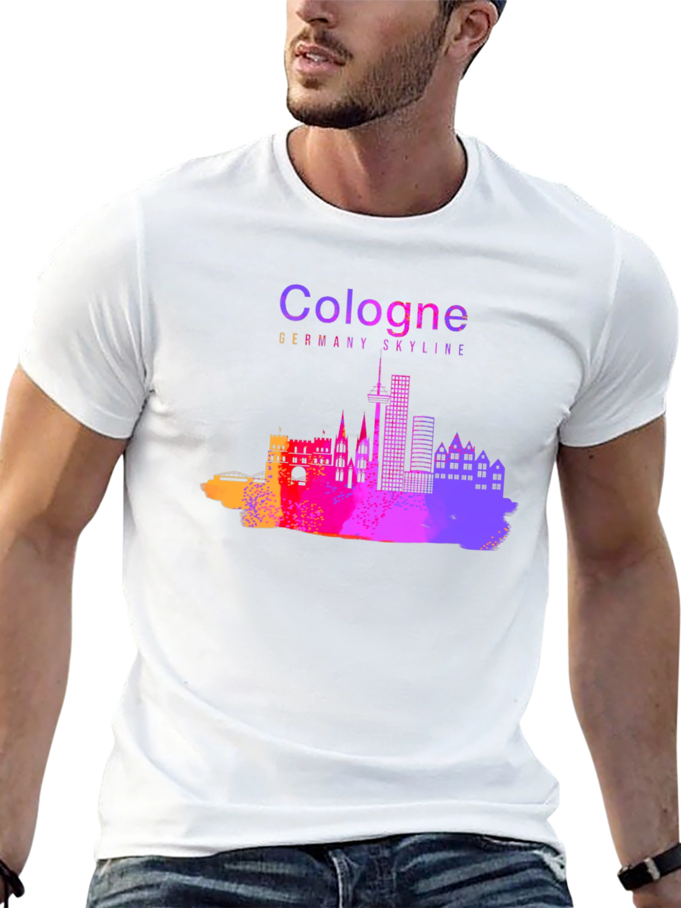 Cologne Germany Skyline Graphic Tee - Mens Black T-Shirt