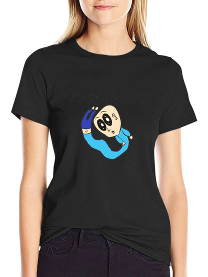 Yoga Master Cartoon Black T-Shirt